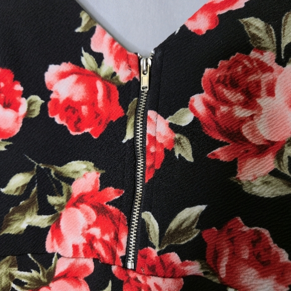 Sirens Red And Black Spaghetti Strap Zipper Front Rose Dress Size S - Picture 6 of 8